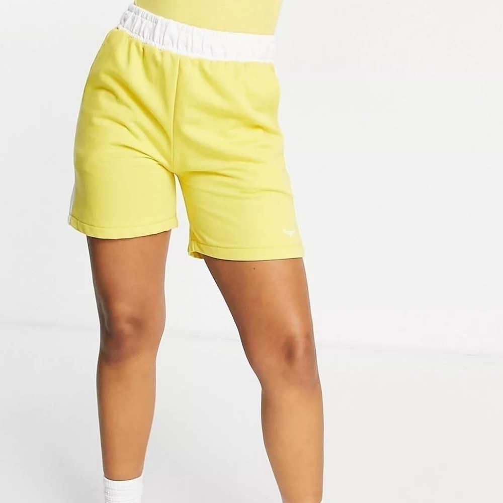 Threadbare Yellow Jogging Shorts Yellow and White Elastic Waist Pull On Shorts